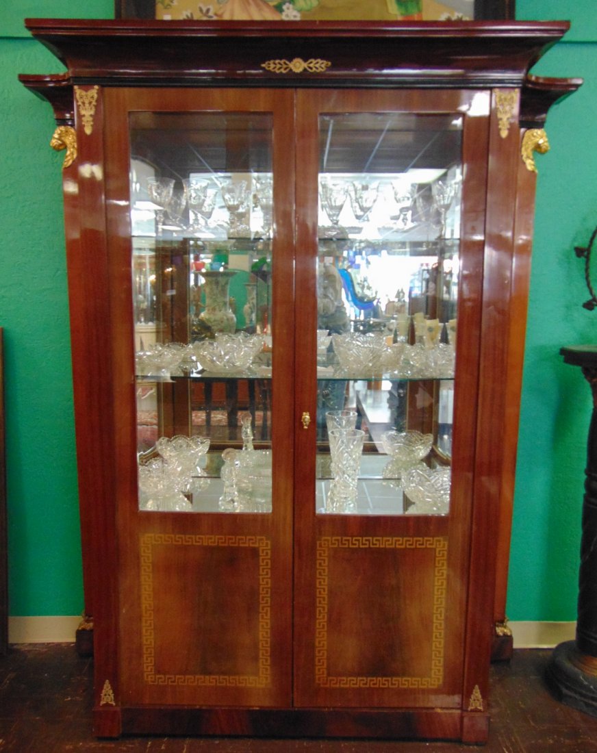 Empire Style Inlaid Mahogany Display Cabinet (1 of 11)