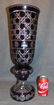 Large Amethyst Bohemian Cut Crystal Vase