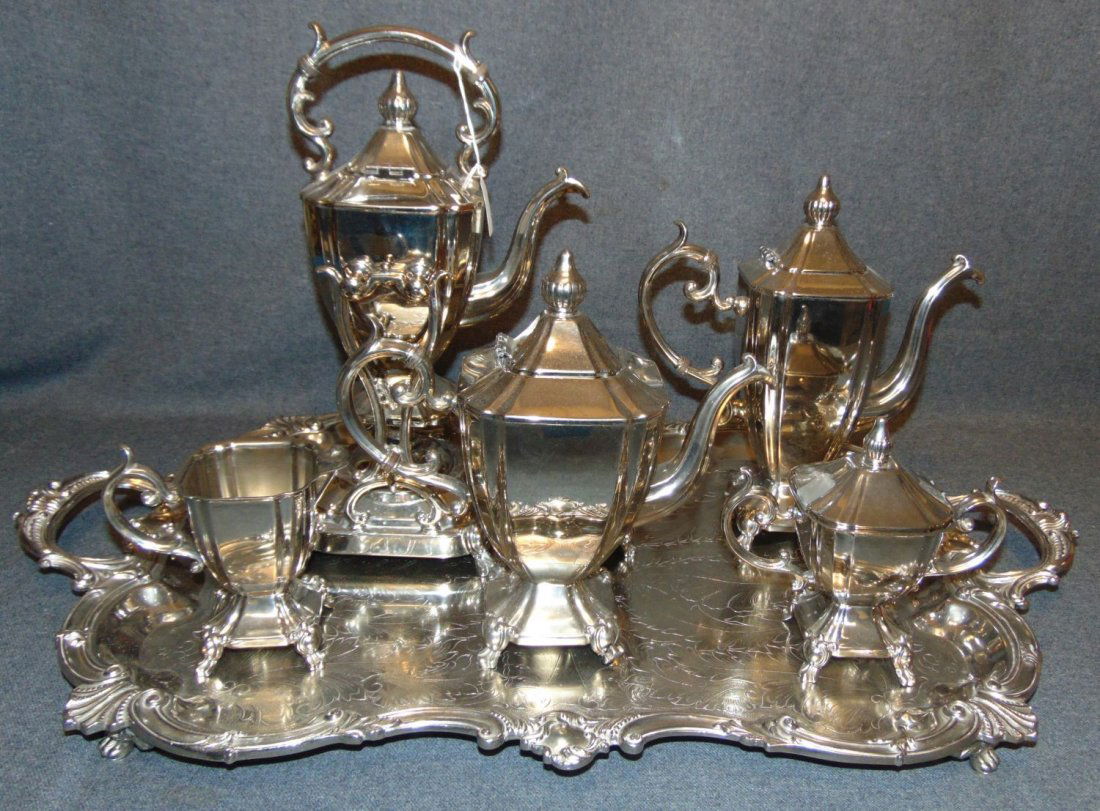 Silver Plated Tea & Coffee Set with Tray (1 of 11)