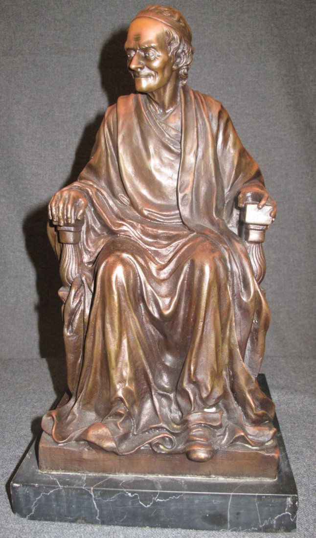 Vintage Bronze Sculpture of an Old Man on Marble (1 of 4)