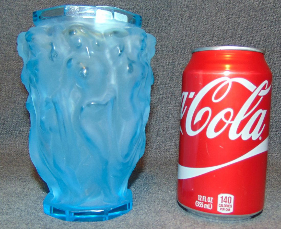 Czech Bohemian Aquamarine Crystal Glass Art Deco Vase (1 of 5)