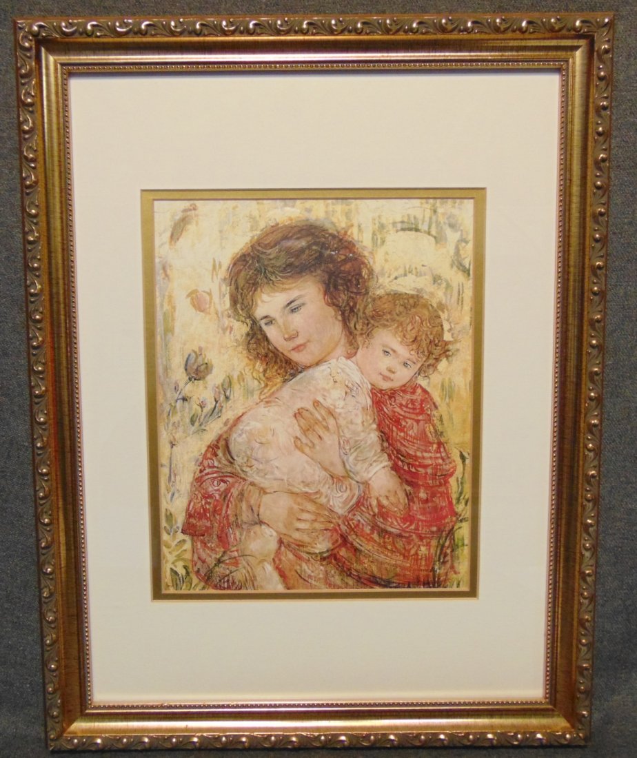 Edna Hibel (1917-2014) Framed and Matted Print: Edna Hibel (1917-2014) Framed and Matted Print. Edna Hibel, a painter of sentimental pictures of children, has had a more than 60-year career as painter and lithographer and promoter of peace through 