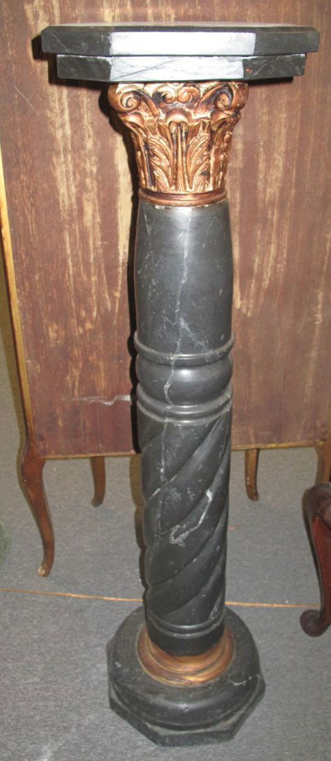 Antique Carved Black Marble Pedestal (1 of 5)