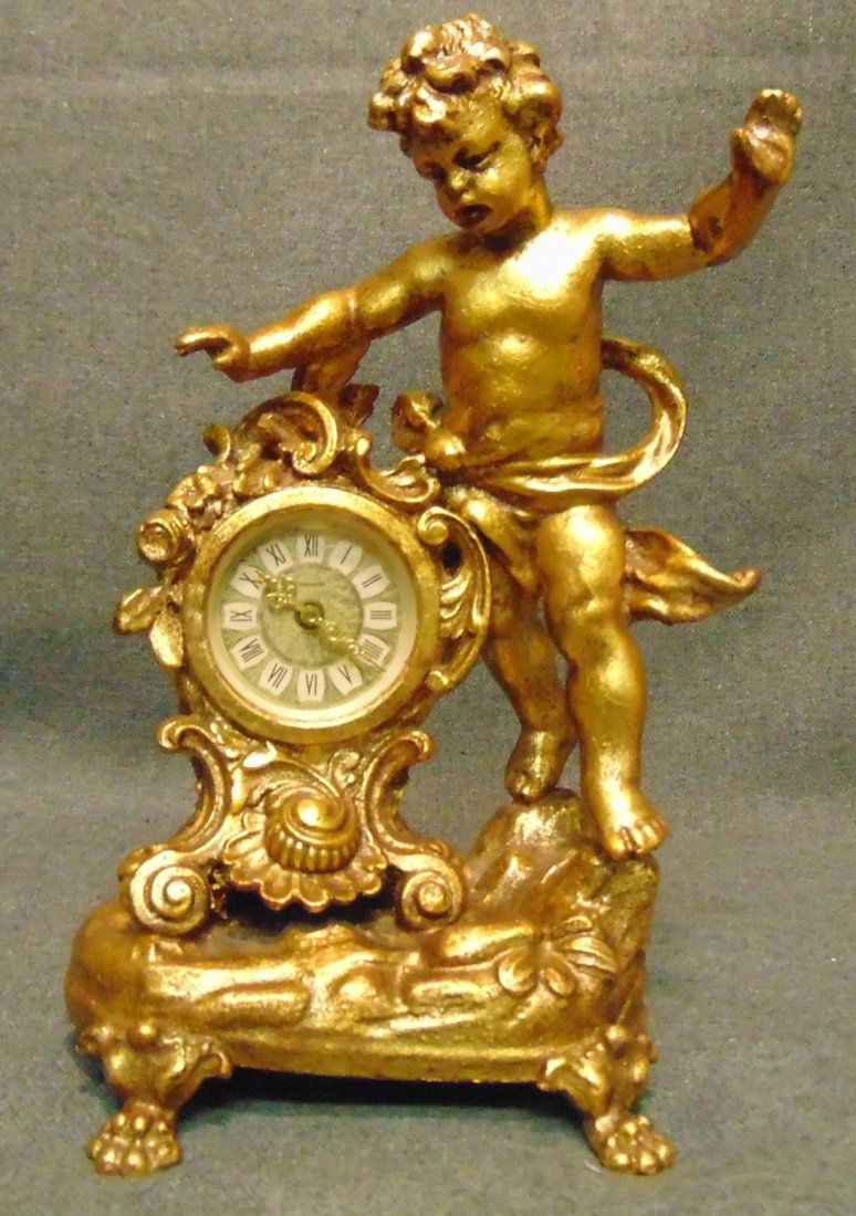 Vintage Brass Cherub Clock by Mercede (1 of 6)