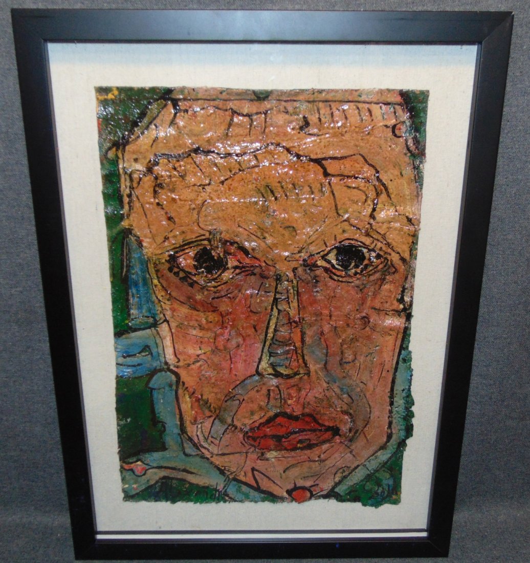 Original Contemporary Oil Painting by Alexander Gore: Original Oil Painting under glass by Russian Artist "Alexander Gore". Titled "Intuitive Reconstruction of Subject". Artist signed and Dated 2016. Frame measures 22-1/2" tall x 16-1/2" wide. Includes C