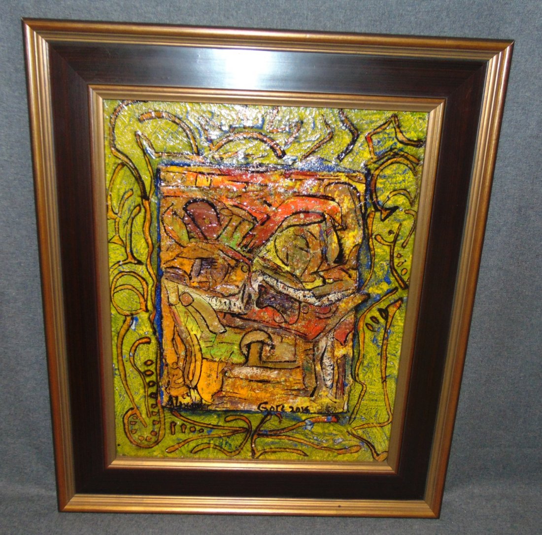Original Contemporary Oil Painting by Alexander Gore: Original Oil Painting by Russian Artist "Alexander Gore". Oil on Linen Board. Titled "Under the Sunshine". Artist signed and Dated 2018. Frame measures 26" tall x 22" wide. Includes Certificate of Aut
