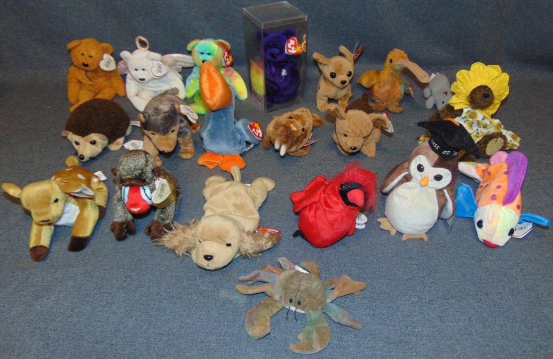 Lot of 20 Vintage Beanie Babies: Lot of 20 Vintage Beanie Babies. All are tagged properly. All are in excellent condition. No Damage. Several Shipping Options Available. Starting Bid $100. Auction Estimate $120 - $200.