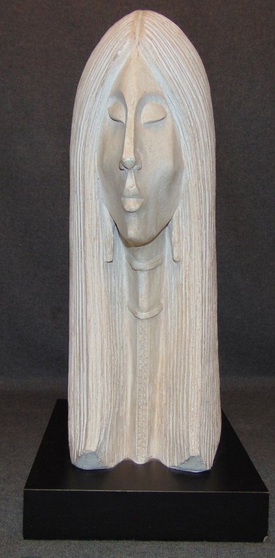Austin Prod Inc. Sculpture by R Coma 1986: Austin Prod. Inc. Bust Sculpture of a Woman. Signed "R Coma" and Dated 1986. Measures 21-1/2" tall x 9-1/2" wide x 12-1/2" deep. Condition is very good with minimal wear. No damage. Starting Bid $50.