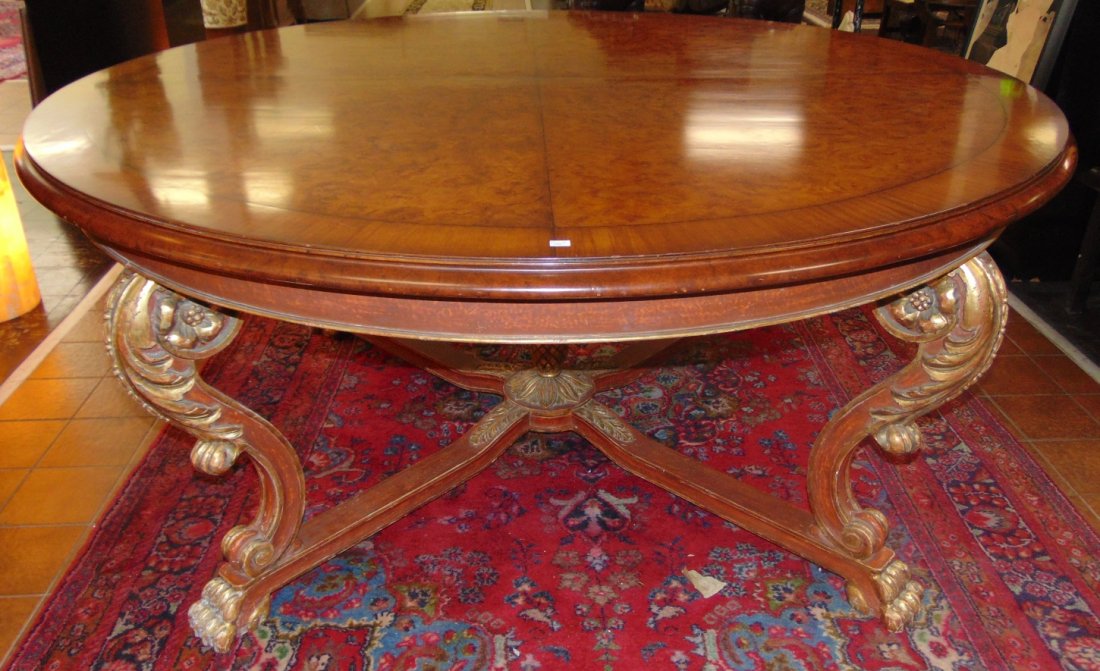 Large Antique 6 Feet Round Center Table: Large & Fabulous Antique 6 Feet Round Dining or Center Table. Measures 32" tall x 6' wide. Overall condition is good with minor wear. Several Shipping Options Available. Starting Bid $100.