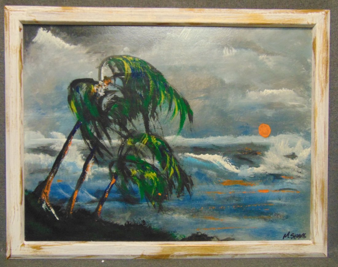 Original Florida Highwayman Painting by Michael Sears: Original, modern-day Florida Highwayman painting by contemporary artist, Micheal Sears. Large Oil on Masonite. Nicely framed. Artist Signed. Measures 20-1/2" tall x 26-1/2" wide. Condition is very goo