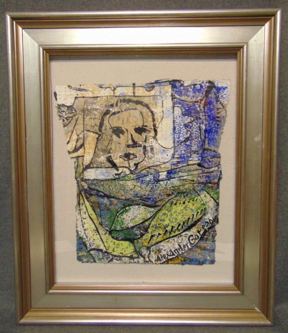 Original Contemporary Oil Painting by Alexander Gore: Original Oil Painting, Framed under glass by Russian Artist "Alexander Gore". Oil on Linen. Titled "First Slade of Today". Artist signed and Dated 2019. Frame measures 26" tall x 22" wide. Includes Ce