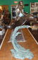 Bronze Girl on Dolphin Fountain Sculpture