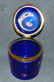 Antique Cobalt Blue Glass Round Lidded Casket - 5