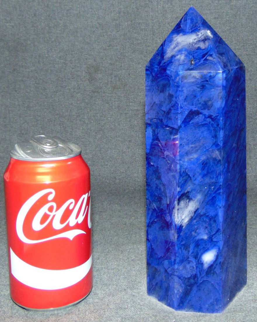 Fine Blueberry Quartz point: Fine Blueberry Quartz Obelisk Point. Also know as Siberian Blue Quartz. 6 Sided. Measures 9-1/4" tall. Condition is Like New. Very good. No Damage. Several Shipping Options Available.