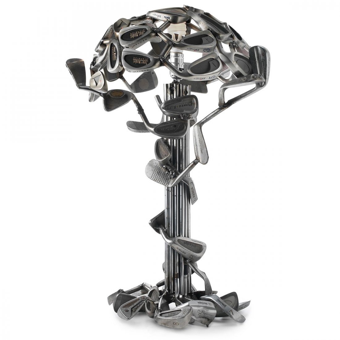 Custom Made Golf Club Table Lamp by Jeff Diamond: Custom, Hand Made Golf Club Table Lamp by Florida Artist Jeff Diamond. Truly functional sculpture, this piece joins fine art with the art of golf by repurposing golf clubs into a striking accessory. C