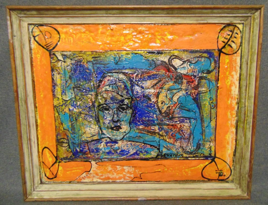 Original Contemporary Oil Painting by Alexander Gore: Original Oil Painting by Russian Artist Alexander Gore. Oil on board. Titled "The Only Way to do Shopping". Artist signed and Dated 2018. Frame measures 18-1/2" tall x 22-1/2" wide. Includes Certifica