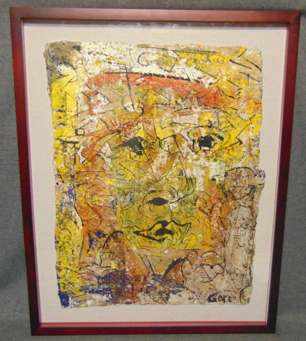Original Contemporary Oil Painting by Alexander Gore: Original Oil Painting by Russian Artist "Alexander Gore". Framed under glass. Oil on Cotton. Titled "The Between Flat & Analitical Format". Artist signed and Dated 2019. Frame measures 29-1/2" tall x 