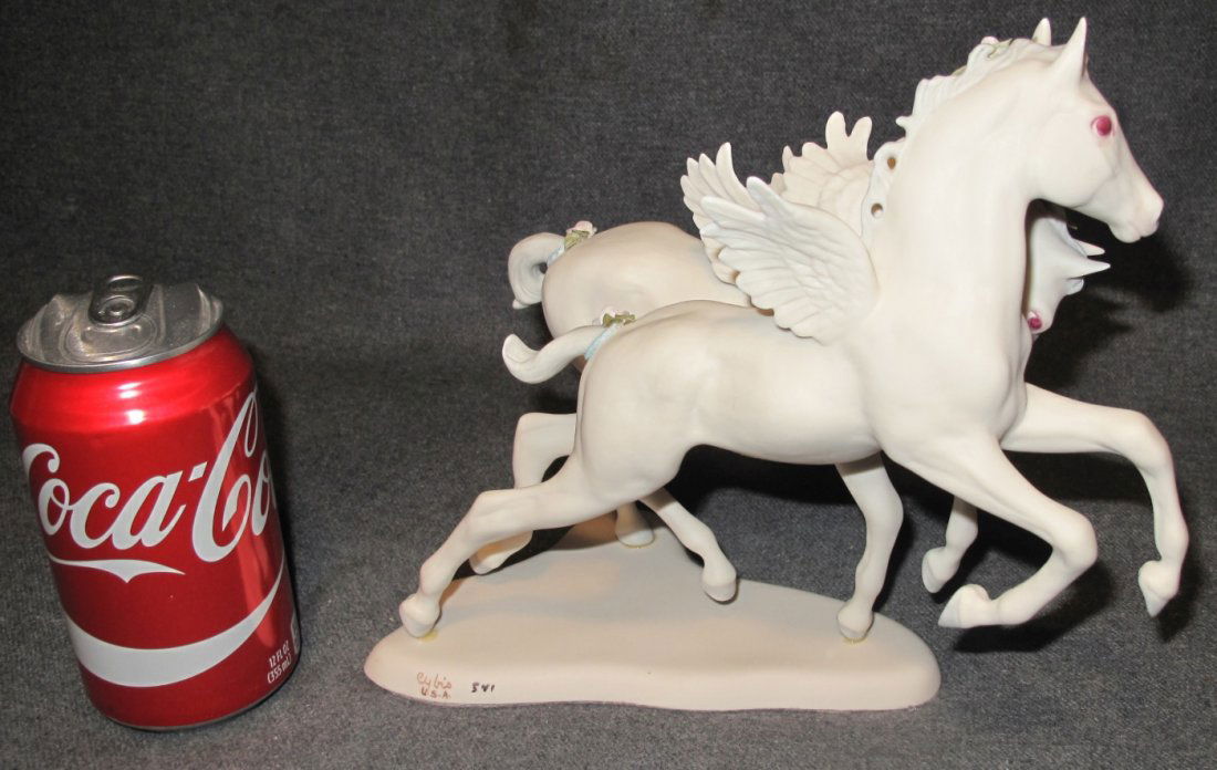Cybis Porcelain "Pegasus Colts Flight & Fancy" Figurine: Cybis Porcelain "Pegasus Colts Flight & Fancy" Figurine. Measures 8-1/2" tall x 9-1/2" wide. Condition is Excellent. Mint. No damage. Starting Bid $50.