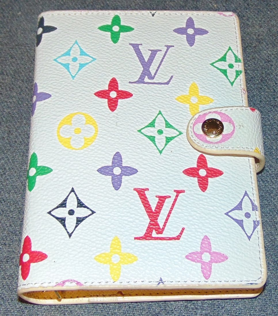 Vintage Louis Vuitton Multi Color Monogram Address Book: Vintage & Authentic, Louis Vuitton Monogram "Carnet de Bal" Mini Address Book. Includes Original Box and Dust Cover. Leather Book measures 6" tall x 4" wide. Overall condition is very good. Box is sli