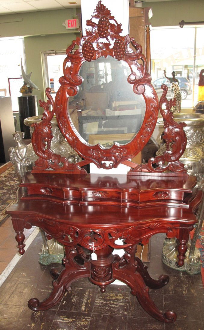 CARVED MAHOGANY VANITY & MIRROR May 01, 2021 Carousel Gallery in FL