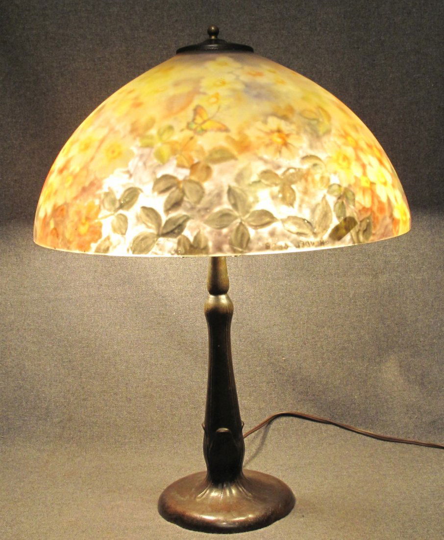 VINTAGE REVERSE PAINTED GLASS LAMP (1 of 11)