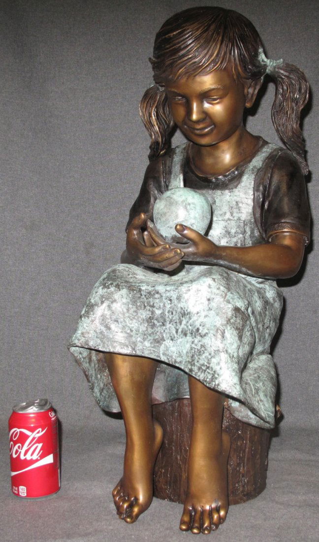 BRONZE GIRL with APPLE SCULPTURE (1 of 5)