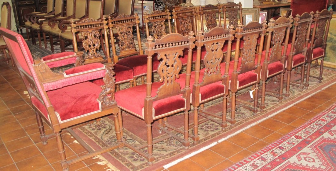SET OF 14 FRENCH ANTIQUE DINING CHAIRS (1 of 18)