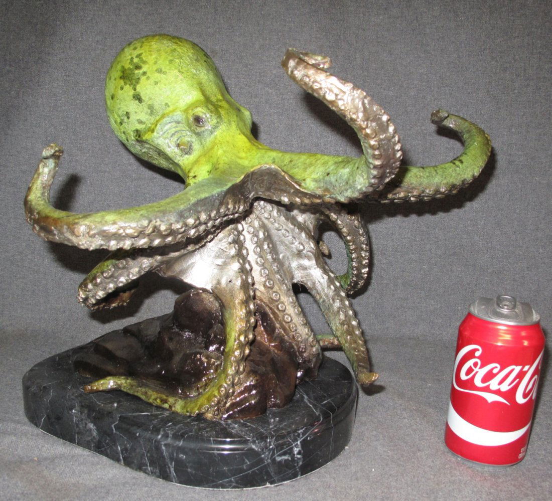 BRONZE OCTOPUS SCULPTURE on MARBLE (1 of 5)