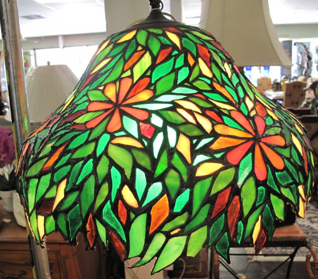 LEADED STAINED GLASS HANGING FIXTURE (1 of 5)