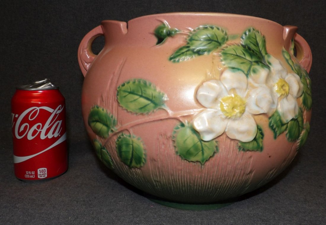 VINTAGE ROSEVILLE WHITE ROSE JARDINIERE #653-8" (1 of 5)