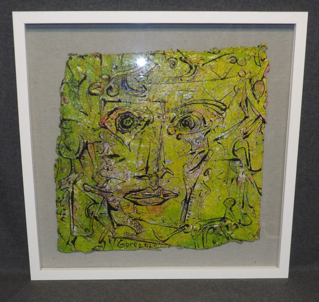 ORIGINAL ALEXANDER GORE (Russian/American) PAINTING: Original Alexander Gore Contemporary Abstract Oil Painting under Glass. Oil on Linen. Titled "The Constant Exchange of Pictures". Includes Certificate of Authenticity. Signed by the Artist and dated 2