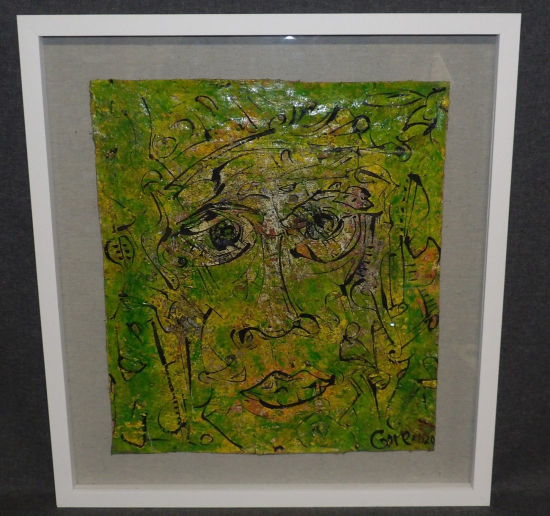 ORIGINAL ALEXANDER GORE (Russian/American) PAINTING: Original Alexander Gore Contemporary Abstract Oil Painting under Glass. Oil on Linen. Titled "The Face of Autumn". Includes Certificate of Authenticity. Signed by the Artist and dated 2020. Condition 