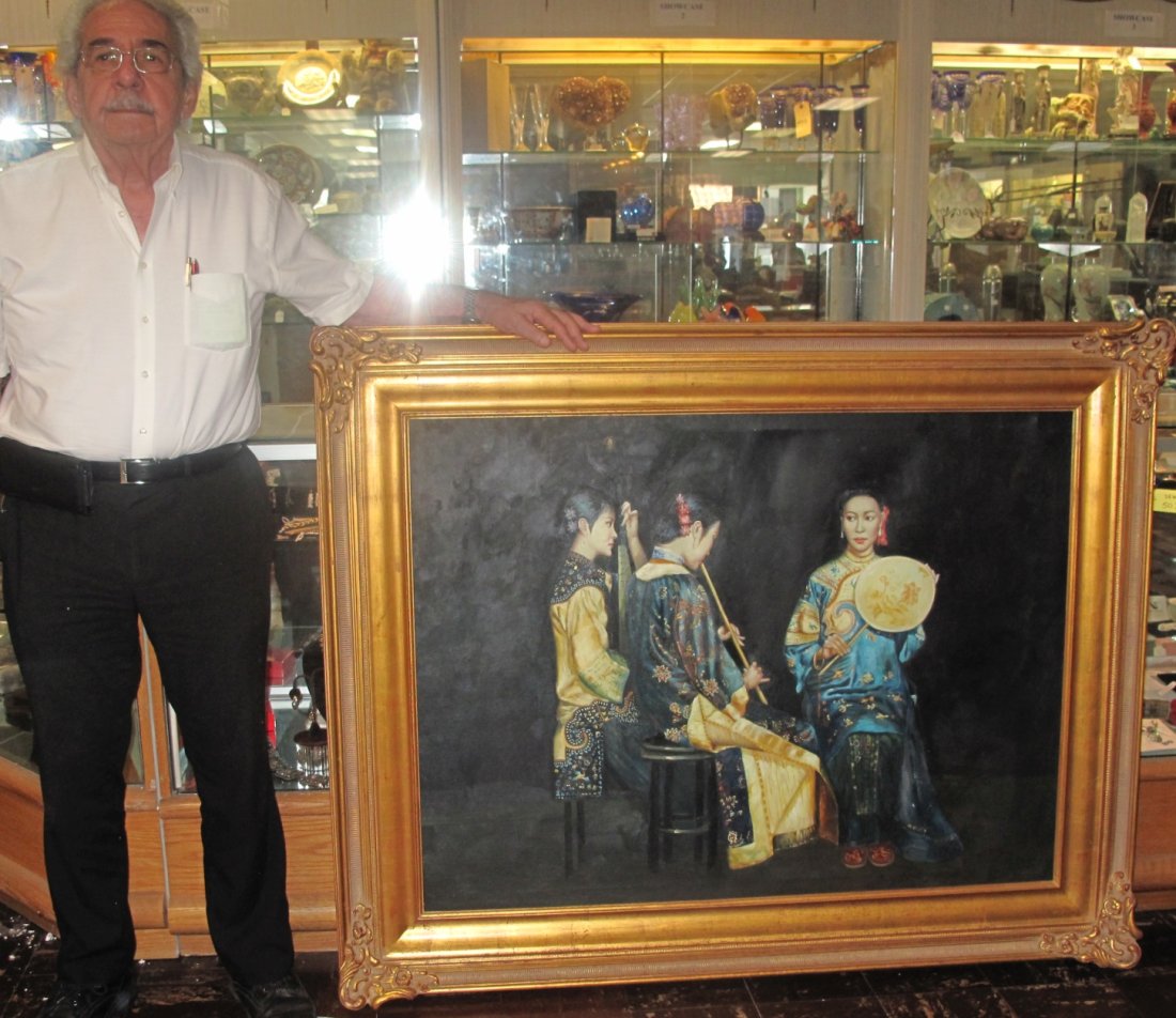LARGE "W. BURDETT" ORIENTAL OIL ON CANVAS (1 of 8)