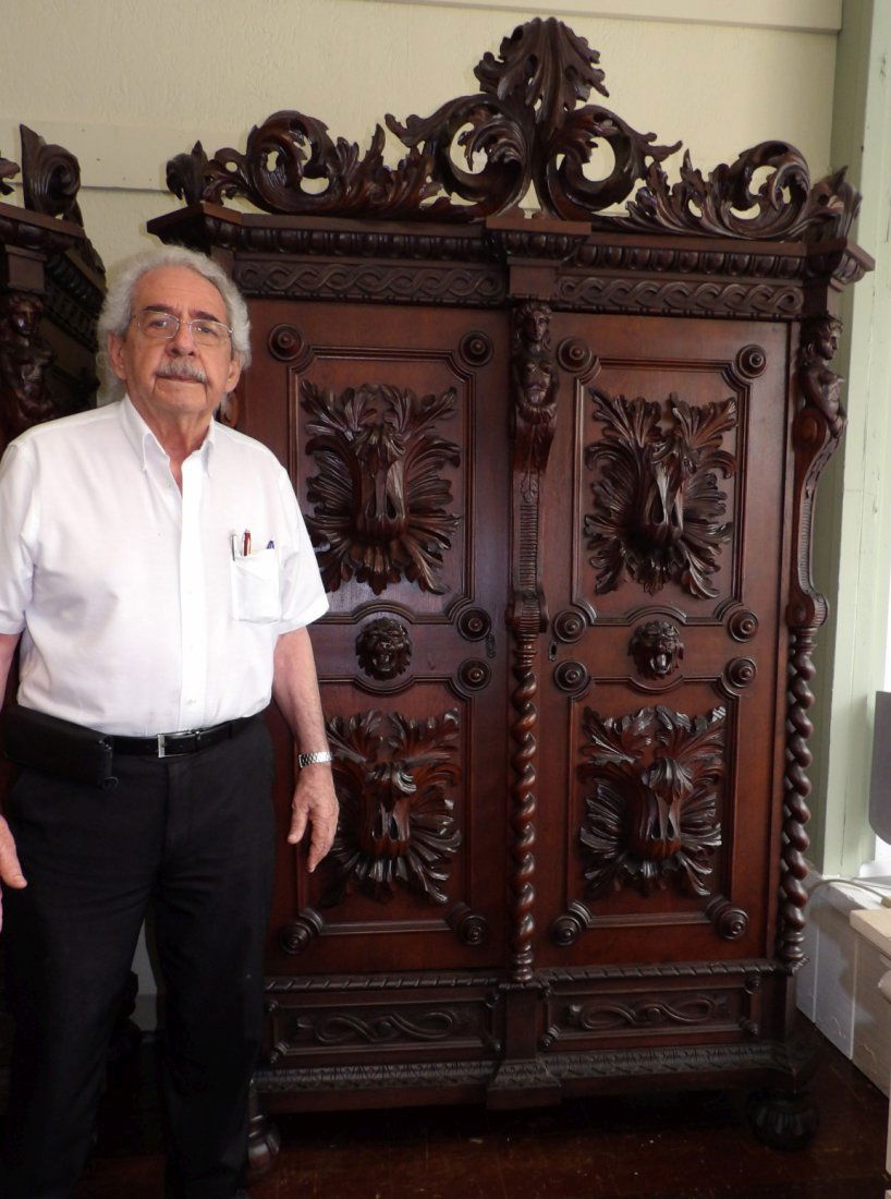 ANTIQUE ITALIAN CARVED WALNUT ARMOIRE (1 of 10)