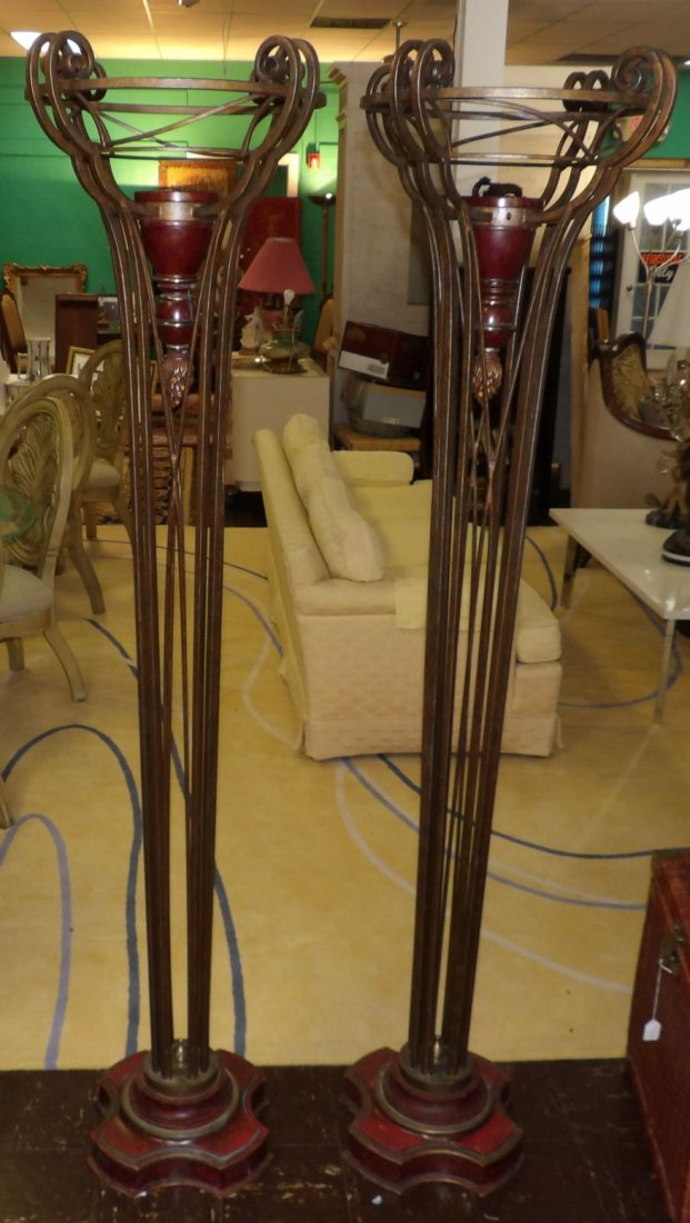 2 WROUGHT IRON TORCHIERE CANDLESTANDS (1 of 5)
