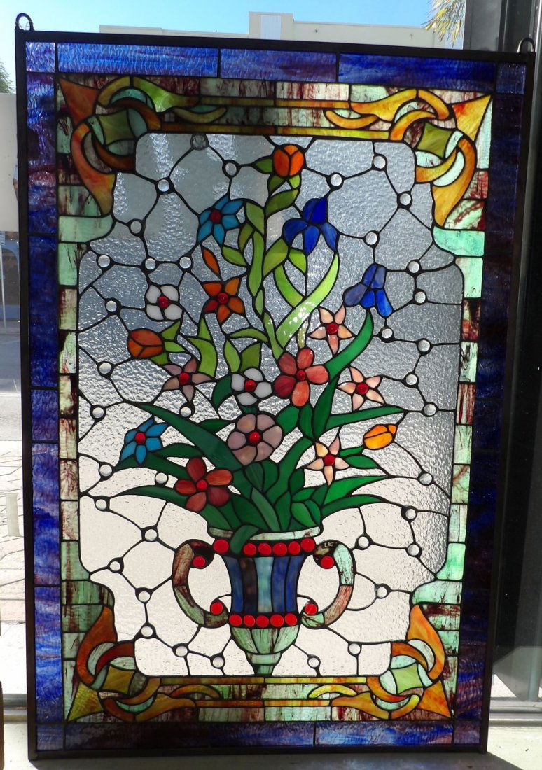 CUSTOM TIFFANY STYLE STAINED GLASS PANEL (1 of 4)