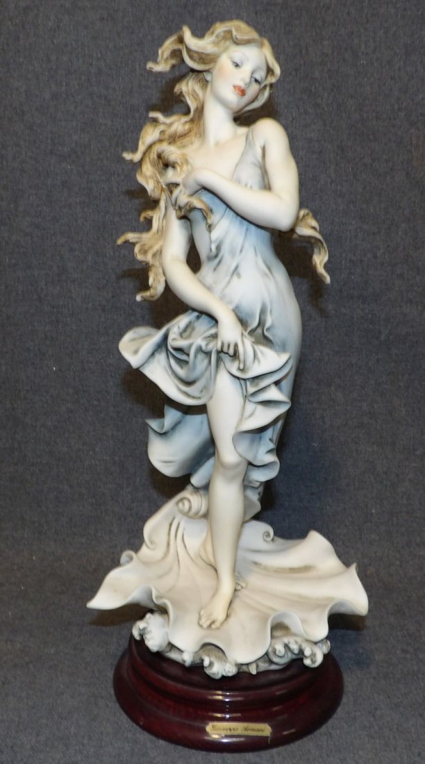 GIUSEPPE ARMANI BIRTH of VENUS: Giuseppe Armani "Birth of Venus" Sculpture, #811C. Issued 1993. Signed. Measures 14-1/2" tall. Condition is Excellent. Mint. No damage. Starting Bid $80. Auction Estimate $150 - $200.