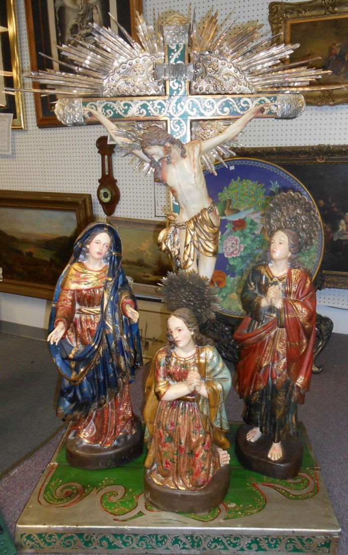Crucifix Polychrome Calvary Sculpture (1 of 9)