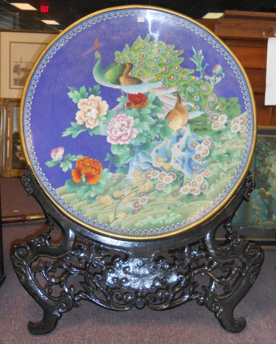 Giant Chinese Cloisenne Charger with Stand (1 of 7)