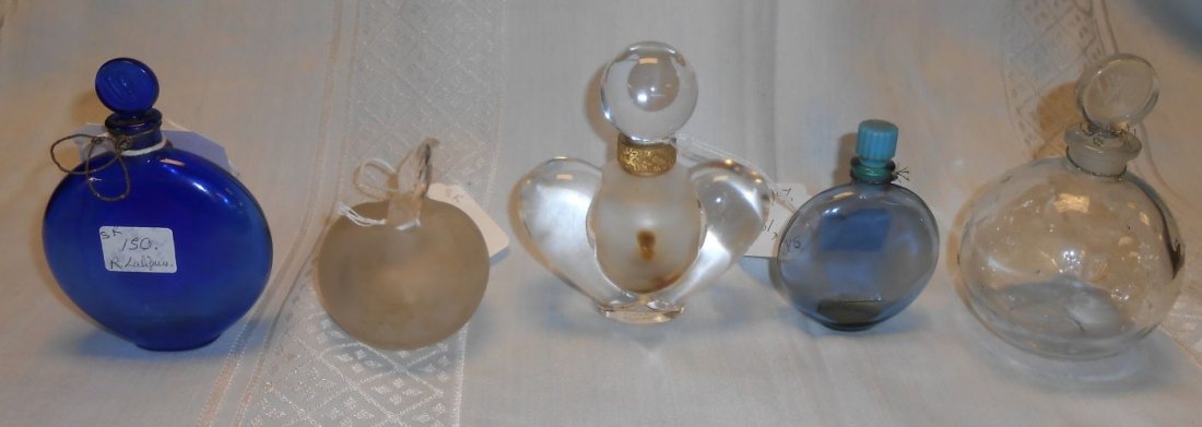 Lot of 5 Lalique French Crystal Perfume Bottles (1 of 2)
