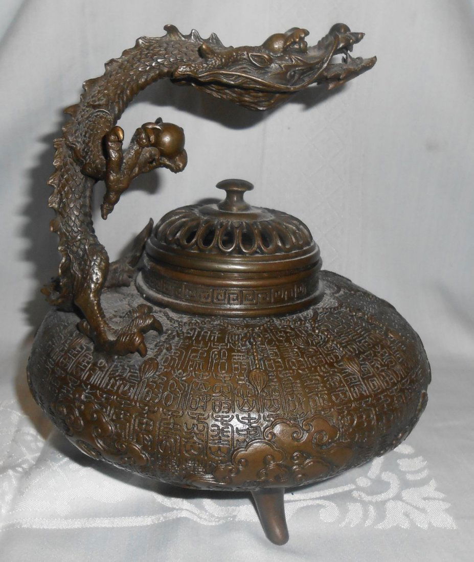 Antique Asian Bronze Censer with Dragon (1 of 6)
