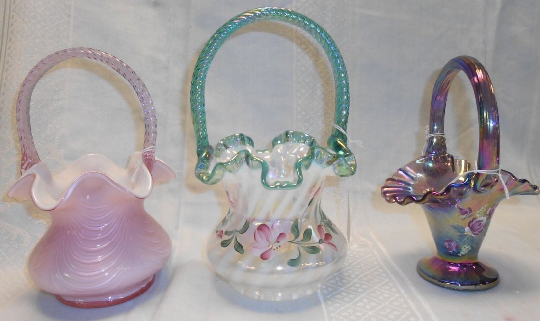 Lot of 3 misc Fenton Art Glass Baskets (1 of 4)