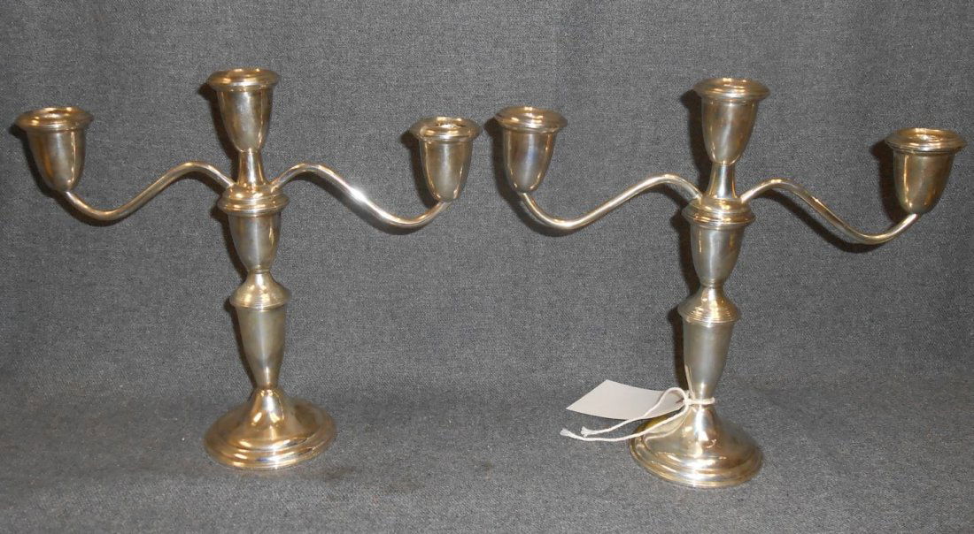 Pair (2) of 3 Arm Sterling Silver Candelabras (1 of 4)