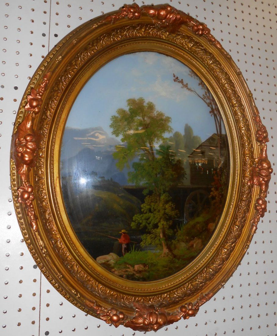 Vintage Reverse Painting on Bubble Glass (1 of 5)