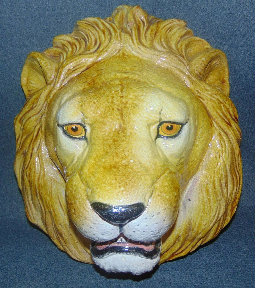 Italian Ceramic Bust of a Lion (1 of 7)