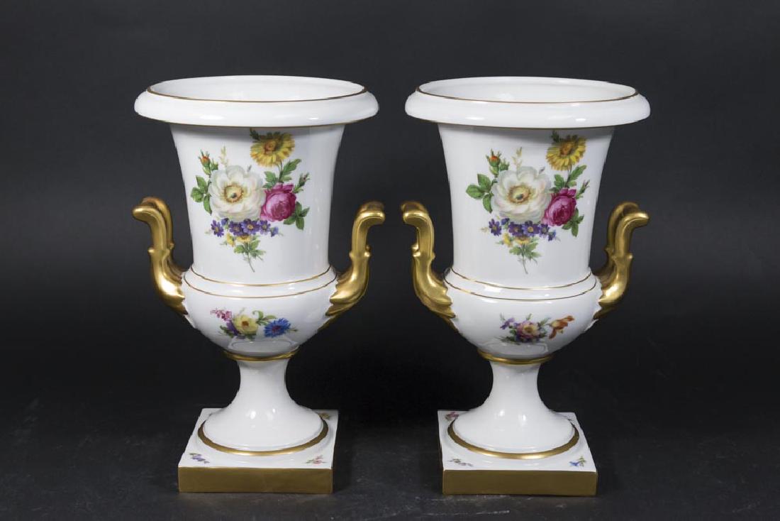 Pair Bavarian Porcelain Double-Handled Urns (1 of 7)