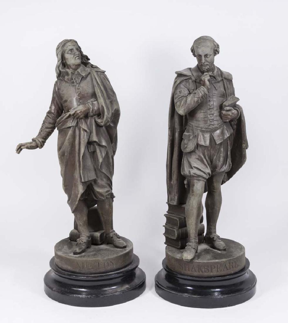 2 Spelter Figures, Milton & Shakespeare (1 of 8)