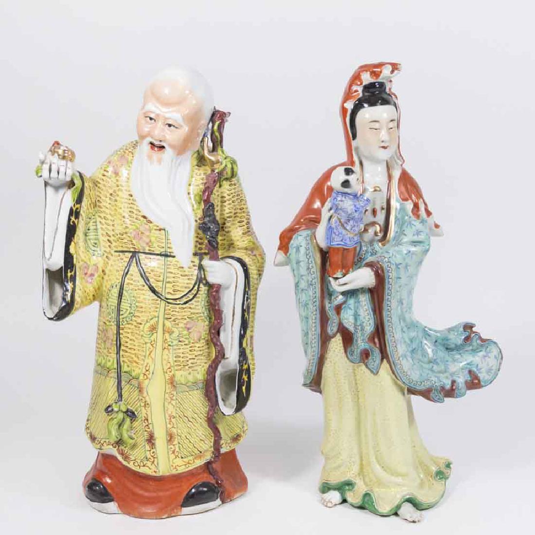 Pair Chinese Immortal Porcelain Figurines (1 of 9)