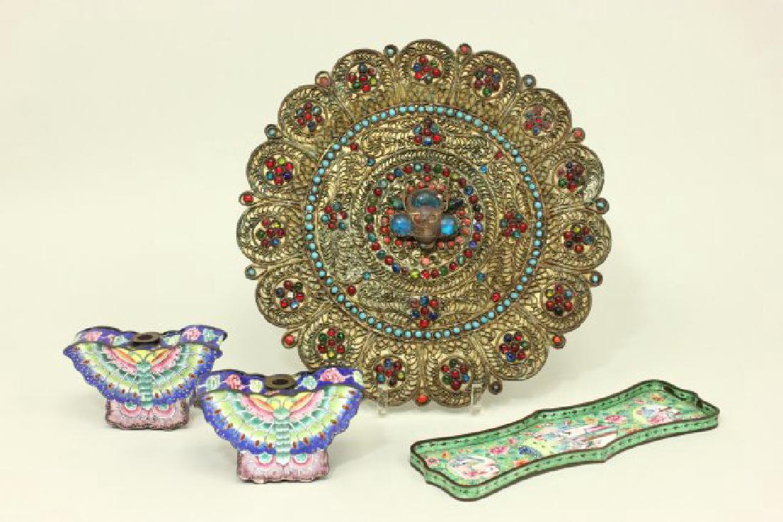 Lot of 4 Asian Metal & Enamel Items (1 of 6)