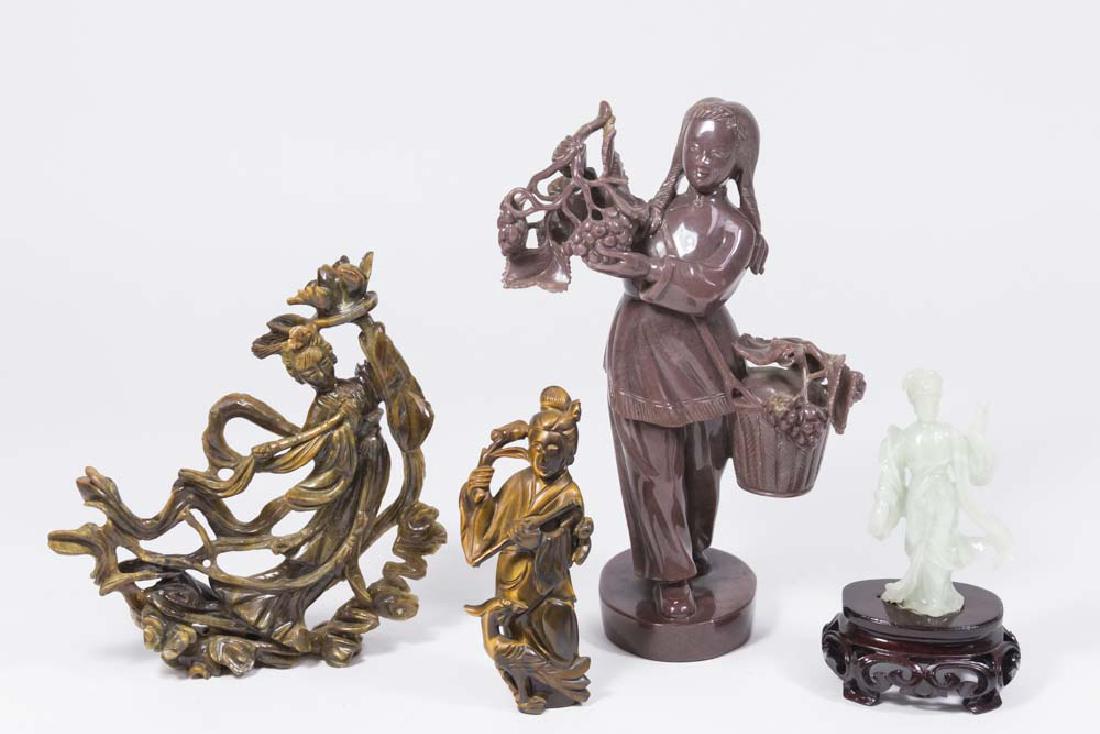 4 Chinese Style Carved Hardstone Figures (1 of 6)